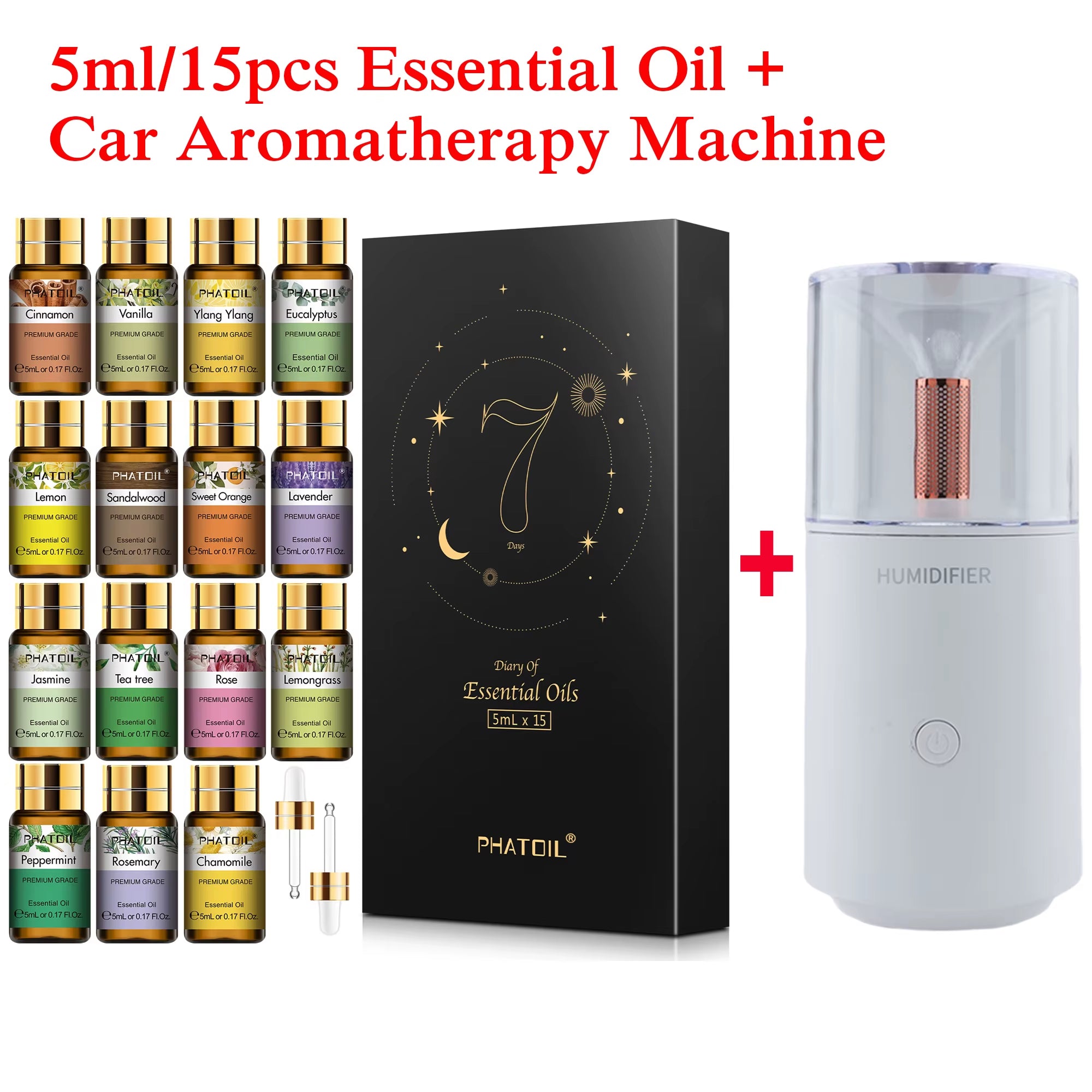 15Pcs Essential Oils Set for Diffuser Humidifier Candles Making-5Ml Lavender Vanilla Peppermint Rosemary Aroma Oil