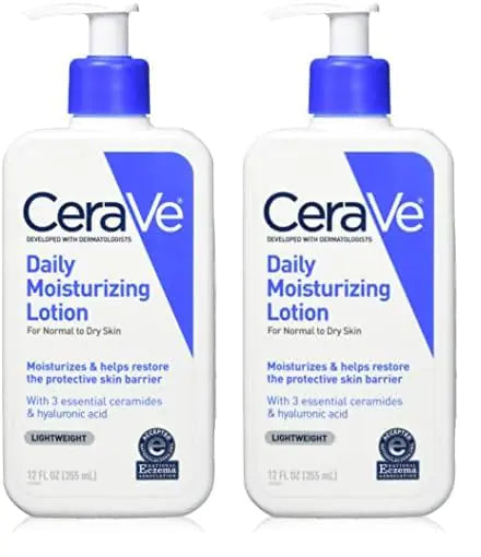 CeraVe Daily moisturizing lotion | 12 ounce | face & body lotion for dry skin with hyaluronic acid | fragrance free 12 Fl Oz (Pack of 2)