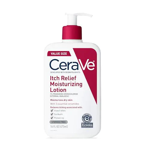 CeraVe Anti Itch Moisturizing Lotion with Pramoxine Hydrochloride Relieves Itch with Minor Skin Irritations Sunburn Relief Bug Bites 16 Ounces
