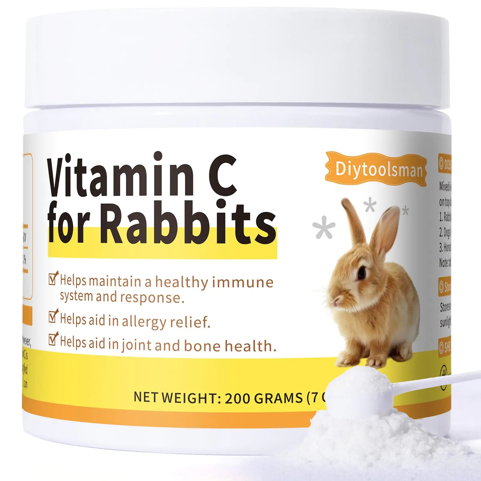 Vitamin C Supplements for Rabbits Guinea Pigs | Natural Vitamin C for Immune Support Digestion & Iron Absorption | Veterinarian-Approved Rabbit Vitamin C | Anti-Aging & Free Radical Defense